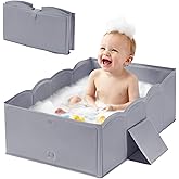 Collapsible Baby Bathtub for Shower,Reinforced Structure Infant Foldable Bath Tub with Non-Slip Base,Portable Space-Saving Ki