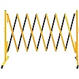 TECSPACE Industrial Expandable Metal Barricade, Expansion Size 11.5 FT,Yellow and Black, Durable Steel Safety Barricade with casters, Flexible Mobile Barrier Gate, Adjustable Traffic Fence
