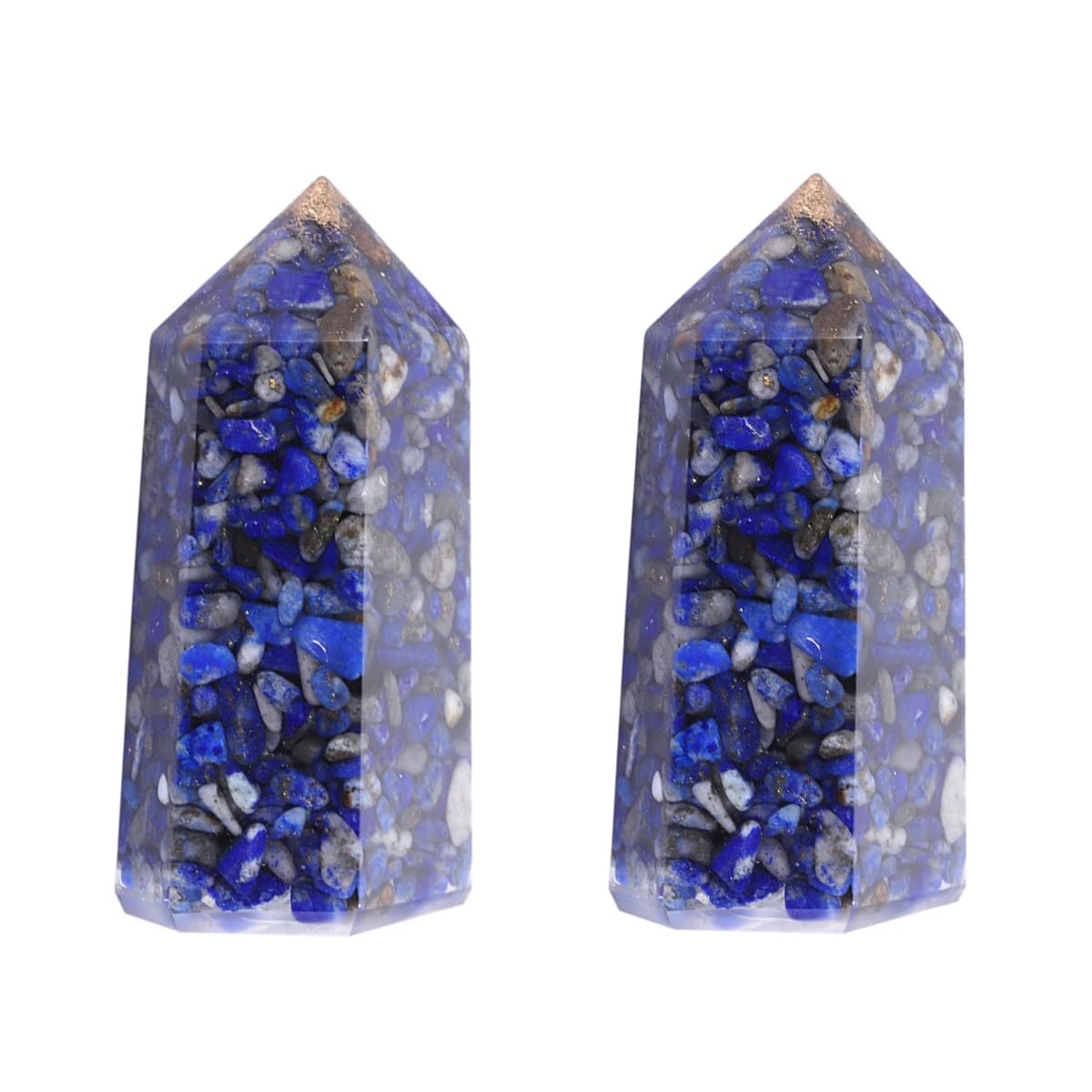mookaitedecor Set of 2 Natural Lapis Lazuli Healing Crystal Point Wands 2 Inch, Polished Tumbled Pocket Stone Hexagonal Wand Reiki Chakra Small Blue Energy Crystals Witchcraft Decor Wiccan Gifts