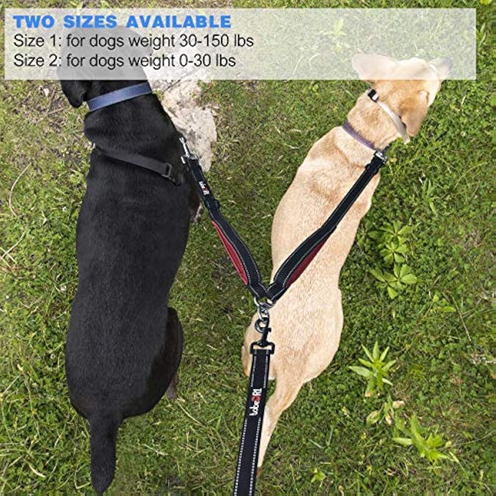 TobeDRI Double Leashes Dog Coupler 2 Padded Handles, Adjustable From