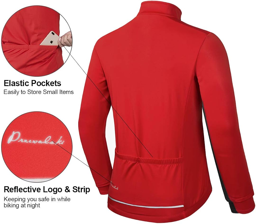 Przewalski Cycling Bike Jackets for Men Winter Thermal Running Jacket Windproof Breathable Reflective Softshell Windbreaker : Clothing