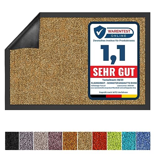 Floordirekt Schmutzfangmatte Rhine - waschbare & leistungsstarke Fußmatte - Sauberlaufmatte mit Rutschfester Rückseite - Türmatte für den Eingangsbere