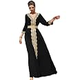 PolyJolly Embroidery Abaya Dress for Women Dubai Sadui Bead Moroccan Kaftan Fancy Eid Collection