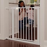 Toddleroo by North States - Bright Choice Auto Close Baby Gate: Pressure Mounted Baby Gate for Doorways with Glow in the Dark Handle - Adjustable 29.75 to 40.5 Inches Wide - 30 Inches Tall - White
