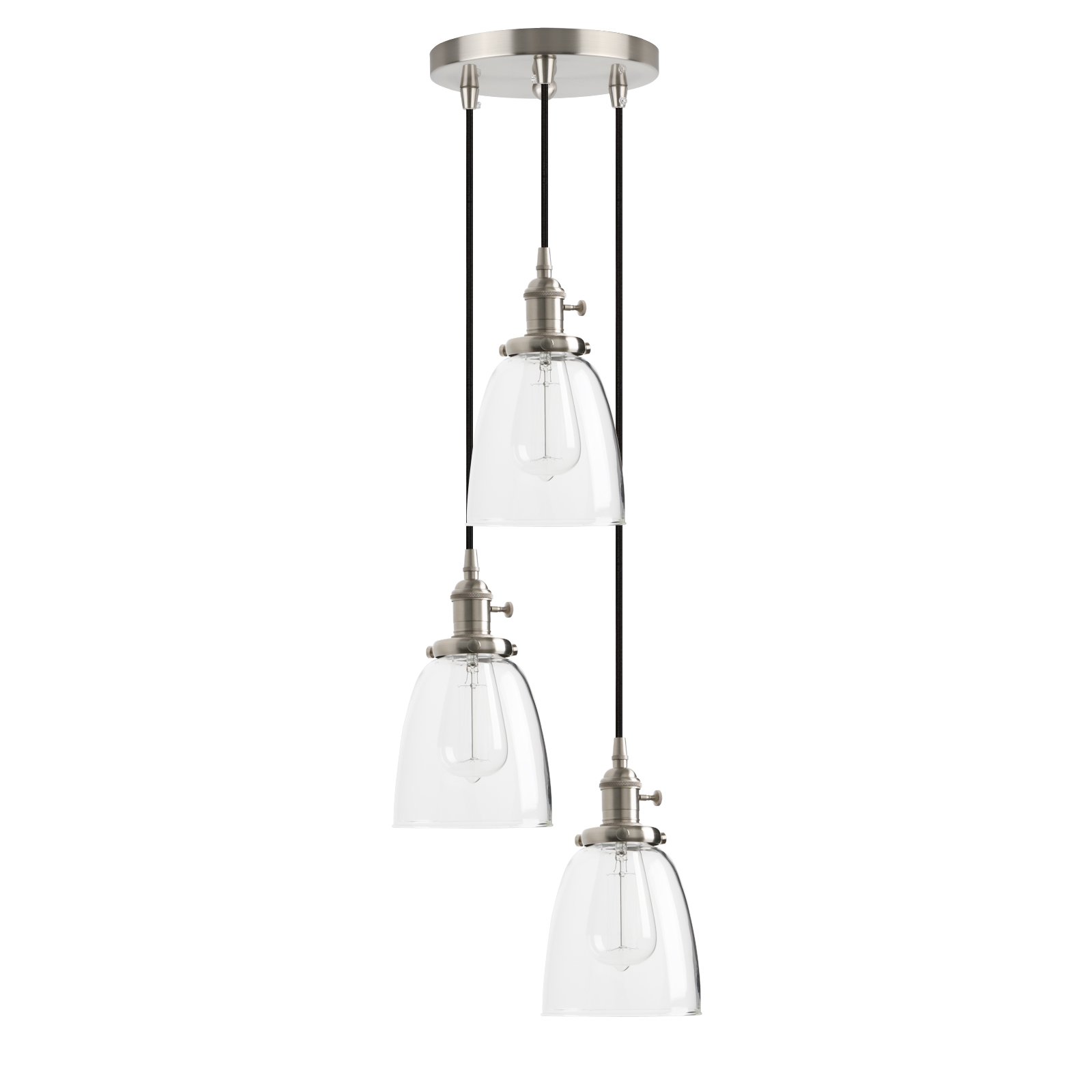 PathsOn Industrial Modern Vintage Edison Triple Pendant Lights Retro Lamp Flush Ceiling Light 3 Lights Hanging Light Fittings Chandelier for Loft Bar Living Room Dining Room Bedroom