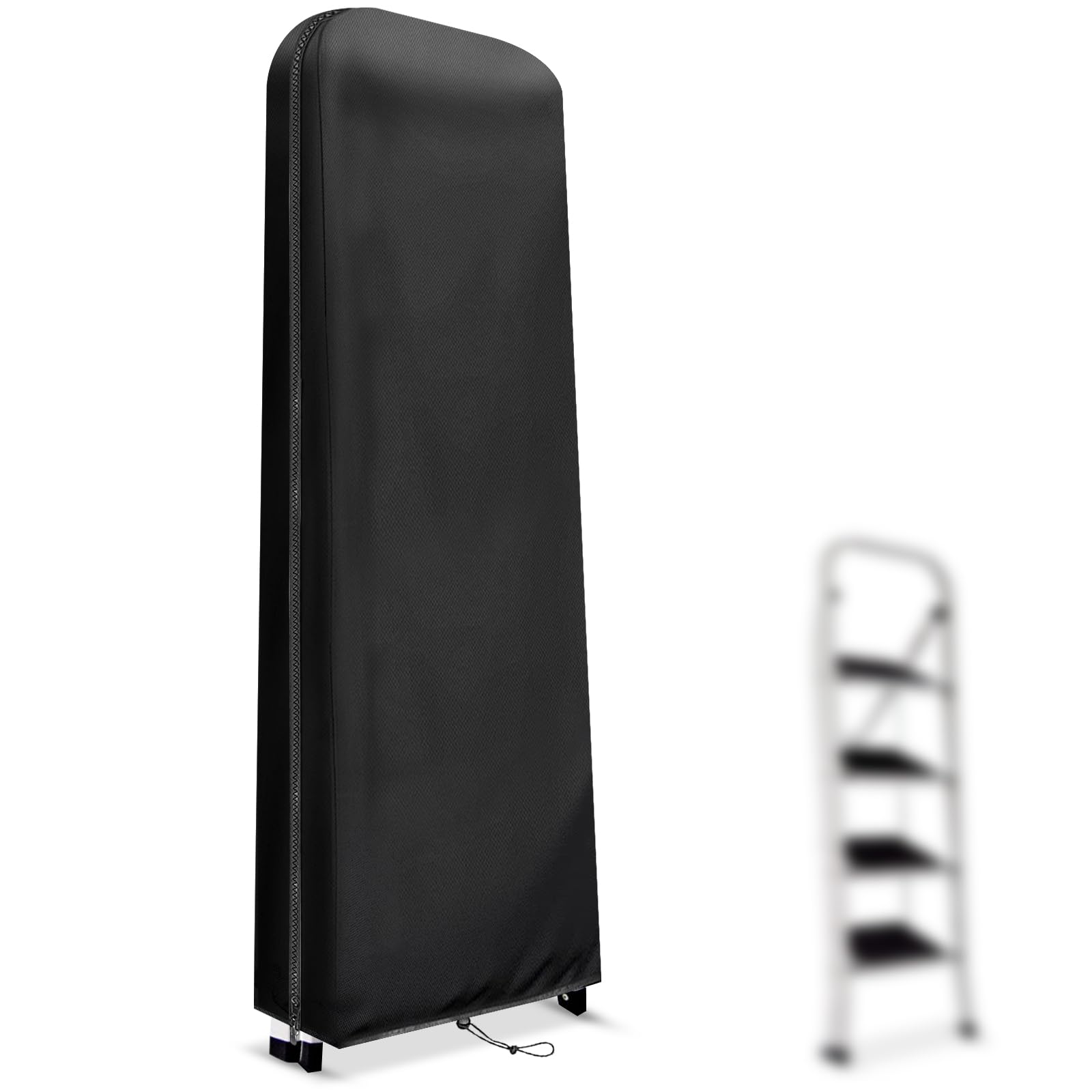 Folding Ladder Cover (not Include Ladder), Ladder Protective Case with Zipper Waterproof Dustproof Breathable, 420D Oxford Cloth,dust-proofwater,Anti-UV (50 * 174 * 6.5 cm,Black)