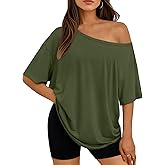 LILLUSORY Off The Shoulder Tops Oversized Tshirts Short Sleeve Basic Tee 2026 Casual Summer Fashion Clothes