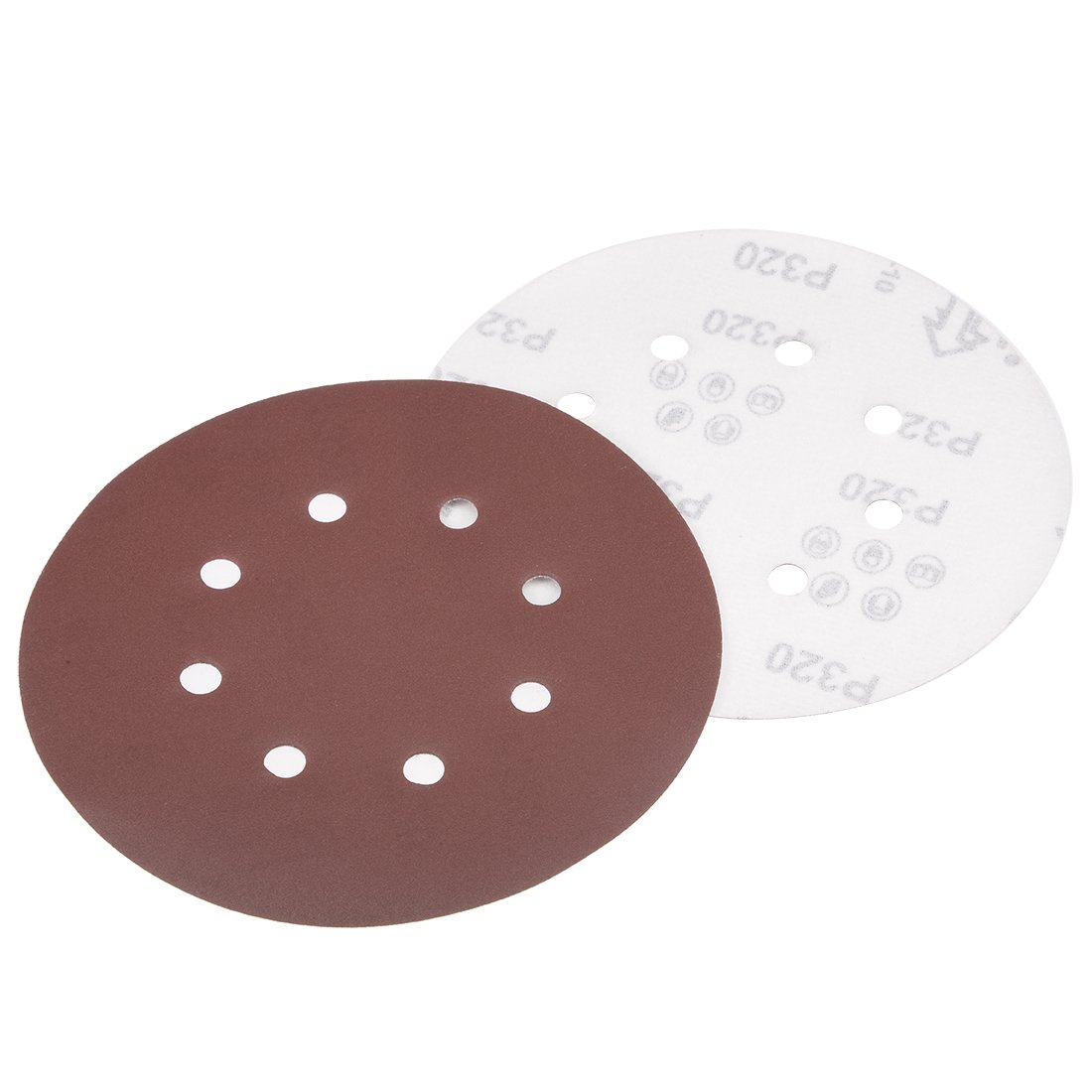 Sourcingmap 10Pcs 7 inch 8 Hole Hook and Loop Sanding Disc 320 Grit Flocking Sandpaper Random Orbital Sander Paper