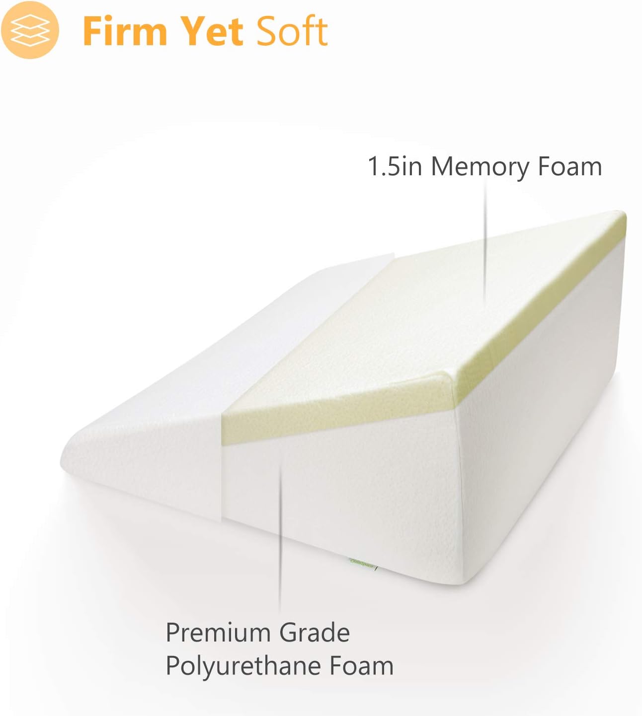 OasisSpace Bed Wedge Pillow, 12” Elevated Pillow for Bed Head Wedge Pillow 1.5 Inch Memory Foam Top with Removable Washable Cover (25"x24"x12") for Acid Reflux, Snoring, Allergies, Reading, Back Pain: Home & Kitchen