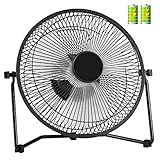 COMLIFE Biggest 11 Inch Rechargeable Metal Desk Fan, Battery Operated or USB Powered Table Fan with 4400mAh Batteries, 3 Speeds, Strong Airflow, Quiet USB Fan for Home, Office and School