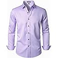 JEMITOP Men's Stretch Wrinkle Free Dress Shirts Formal Wedding Prom Long Sleeve Slim Fit Button Down Shirts