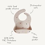 Mushie Baby Silicone Bib Adjustable Fit Waterproof Deep Pocket Cherry view 9
