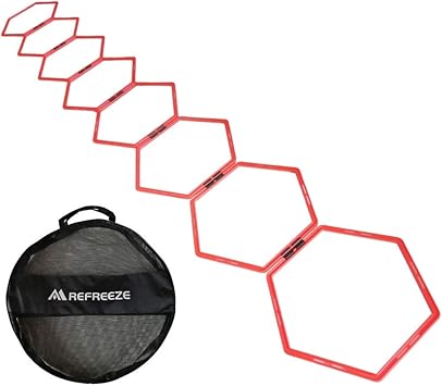 Amazon Refreeze リフリーズ ヘキサゴン 8個セット 収納バッグ付き アジリティ ラダートレーニング スピードリング オレンジ Refreeze リフリーズ 練習用品