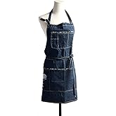 Tobyan Cotton Denim Apron Soft - Unisex Adjustable Bib Apron with 5-Pockets Perfect for Kitchens