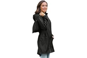 Zando Packable Rain Jacket Women Waterproof Long Rain Coat Lightweight with Hood Windbreaker Jackets Outdoor Trench Coat