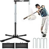 Batting Tee with Tethered Ball,Height Adjustable 20" to 45" for All Players | Metal X-Base with 4 Ground Stakes &amp; 2 Sandbags for Maximum Stability &ndash; Baseball &amp; Softball Hitting Trainner