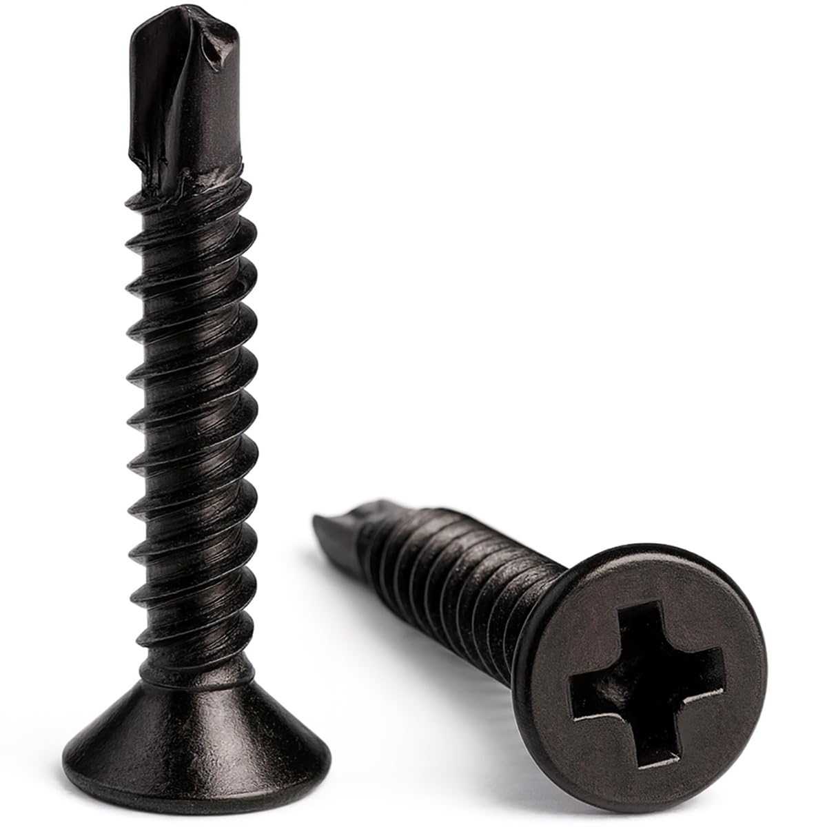 4.2mm x 16mm Black Self Drilling Countersunk Screws Flat Head Carbon Steel Self Tapping Screws for Metal Sheets Roofing Windows (Pack of 50) X07BC