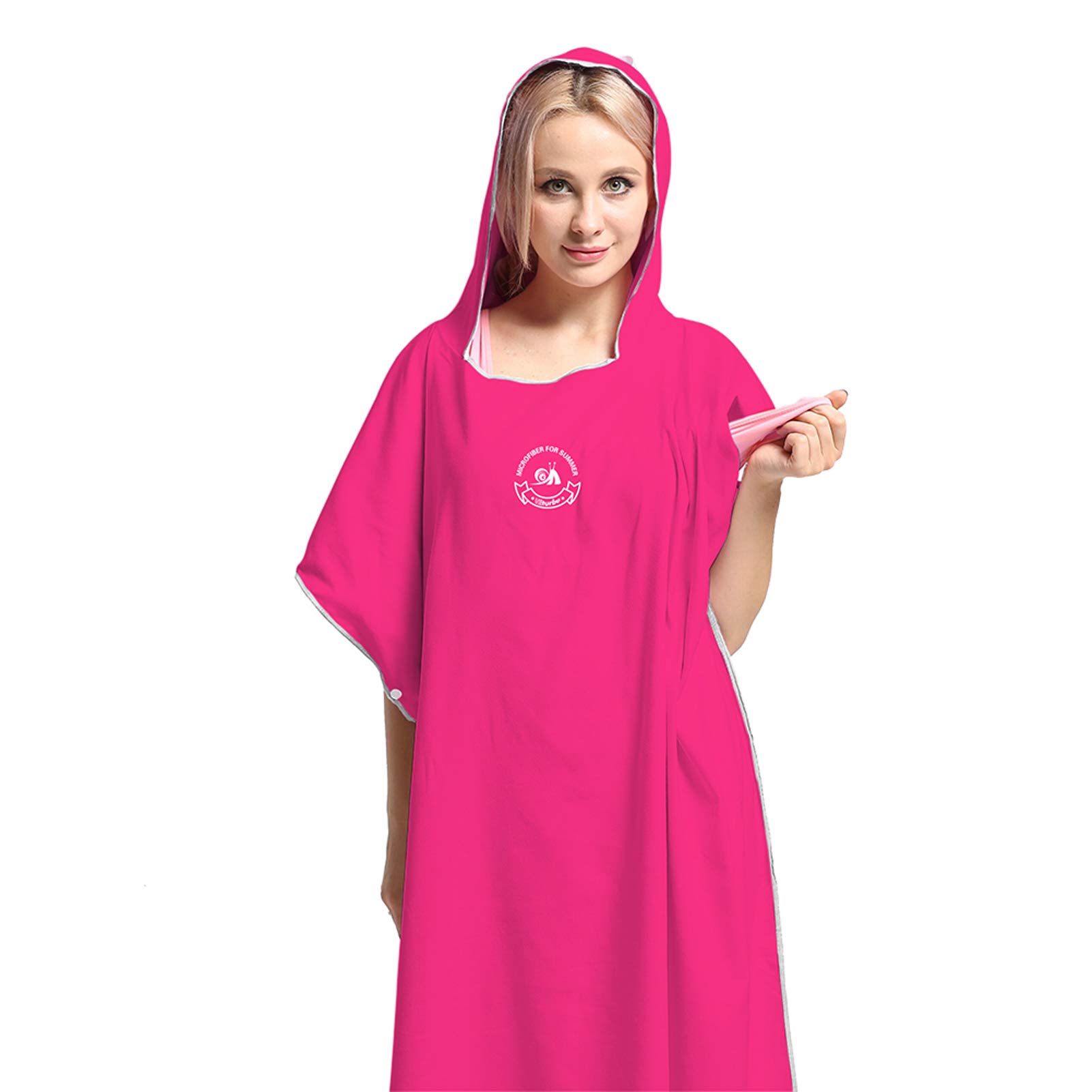 jianyanajianyana Microfiber Surf Beach Wetsuit Diving Cloak Quick-drying Cloak Changing Towel Bath Robe Poncho with Hood - One Size Fit All