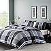 Ink+Ivy Nathan Full/Queen Comforter Set Teen Boy Bedding - Grey, Plaid – 3 Piece Bed Sets – 100% Cotton Yarn Bed Comforter