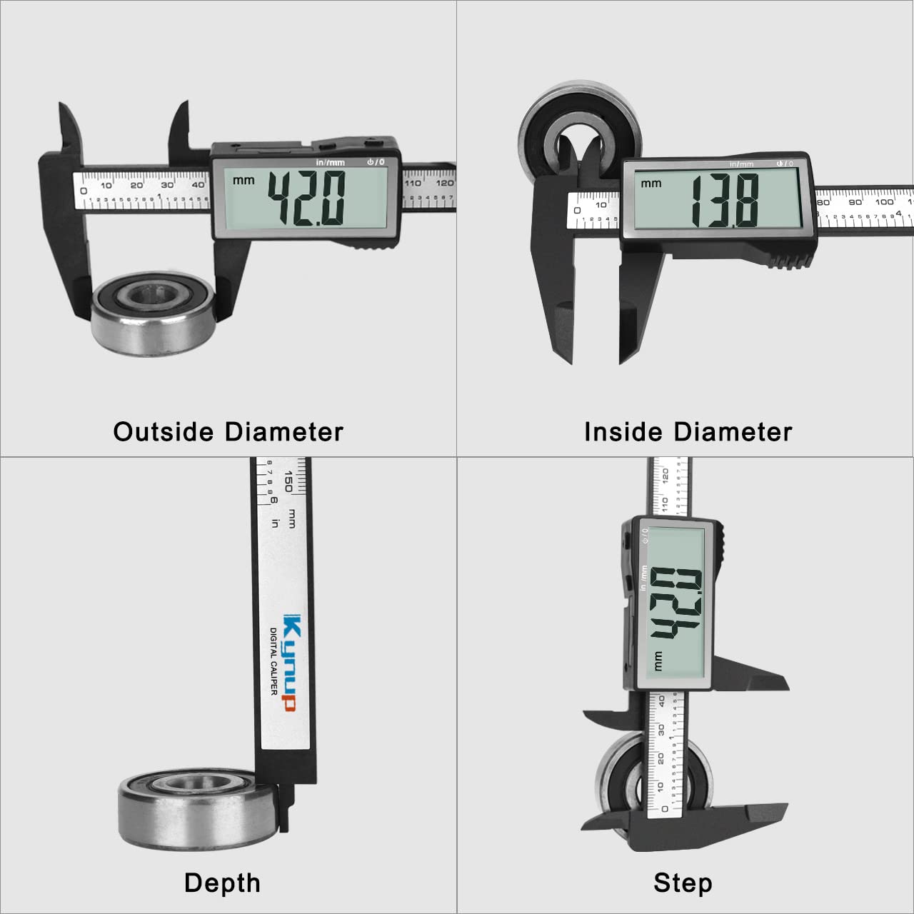 Kynup Digitaler Messschieber mit großem LCD-Bildschirm, Digitale Schieblehre, Millimeter/Zoll Umwandlung, Leichter Messwerkzeuge Messschieber, 150mm Caliper with Large LCD Screen 4