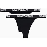 Emporio Armani Women's Iconic Logo Band 2 Pack Thong