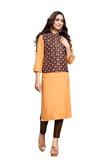 Uniform Sarees Corp Ethena Newage Office Uniforms for Urban Women | A-Line Kurta | Cotty | Leggings Orange Maroon