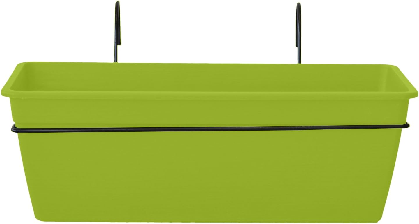 ALMI Gefen Railing Planter 22 Inches, Deck Rail Balcony Mount Flower Planter Box, Adjustable Over the Railing Planters, Indoor, Outdoor Planting Boxes, No Extra Tools Needed - Lime Green