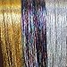 300 Strands Three Amazing Colors 20” Hair Tinsel: Sparkling Silver, Sparkling Gold, Shiny Rainbow