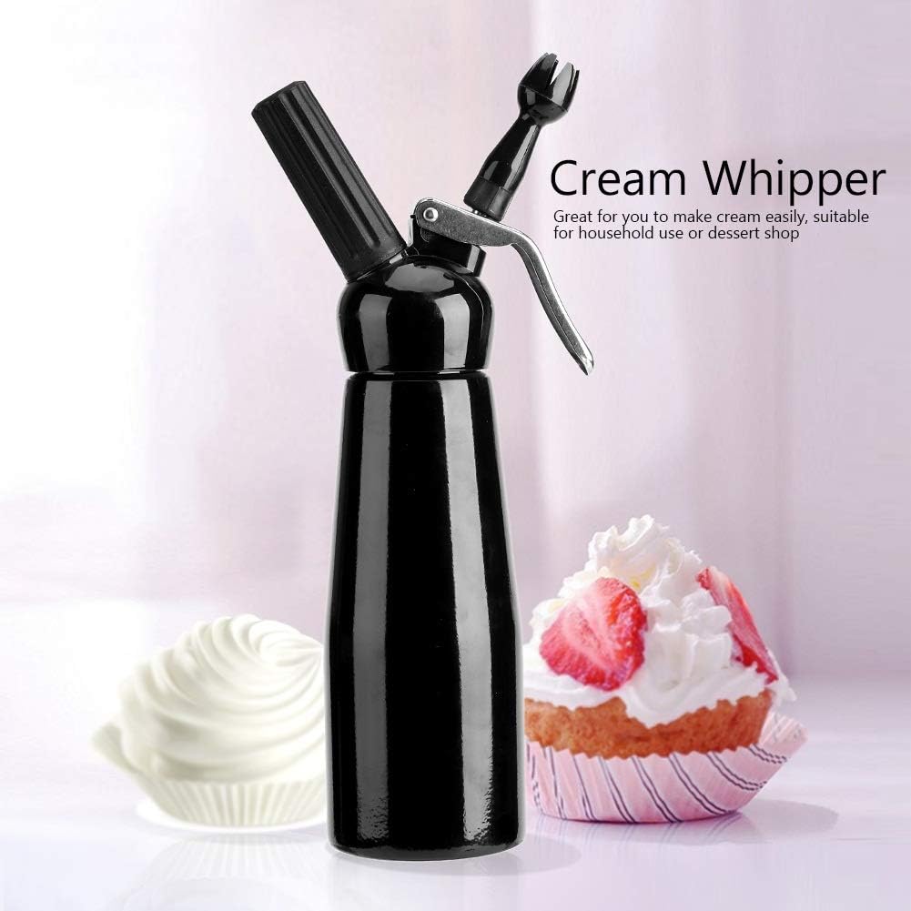 Regun Kitchen Cream Tool,500mL Black Aluminum Whipped Dessert Cream