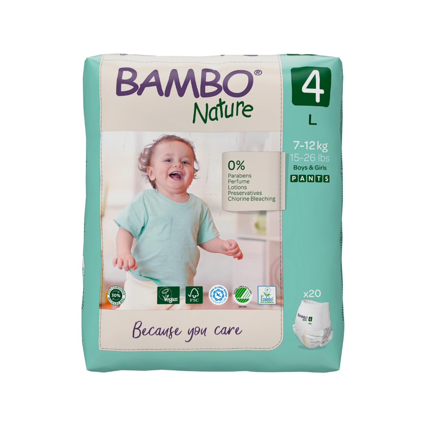 Bambo Nature Premium Training Pants, Pull Ups, Eco-Labelled Potty Training Pants, Training Nappy Pants, Secure & Comfortable, Discreet Pants For Active Day & Comfy Night's Sleep, Size 4 / L, 5x 20PK
