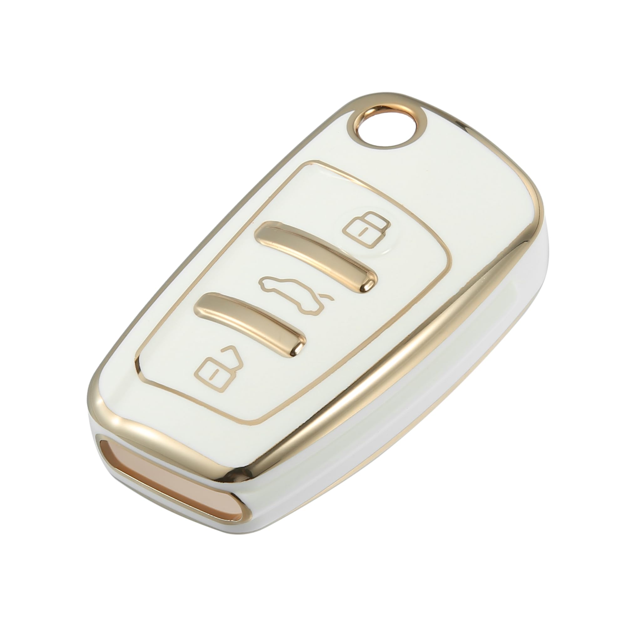 A ABSOPRO Key Fob Cover 3 Button Remote Key Fob Case for Audi Q7 TPU White