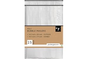 PackageZoom 25 Pcs Poly Bubble Mailers 14.5x20 Padded Envelopes #7 Shipping Envelopes 2.5 Mil