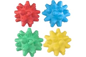 4Pcs Spiky Massage Ball, 3 Inch 4 Colors Silicone Myofascial Release Ball, Multi-Use Portable Foot Massage for Shoulders, Nec