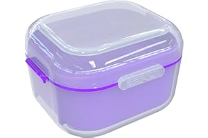 ARGOMAX Denture Case, Denture Cup for Soaking Dentures(Not Leak-Proof), Thorough Cleaning of Dentures, Retainer, Mouthguards, Clear Braces (Dark Purple).