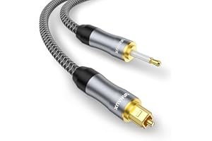 VANAUX Toslink to Mini Toslink Digital Optical Cable,S/PDIF Fiber Optic Audio Cable,24K Gold Plated for TV,Soundbars,Stereo Systems【Not A 3.5mm Auxiliary Plug】(5ft/1.5m)