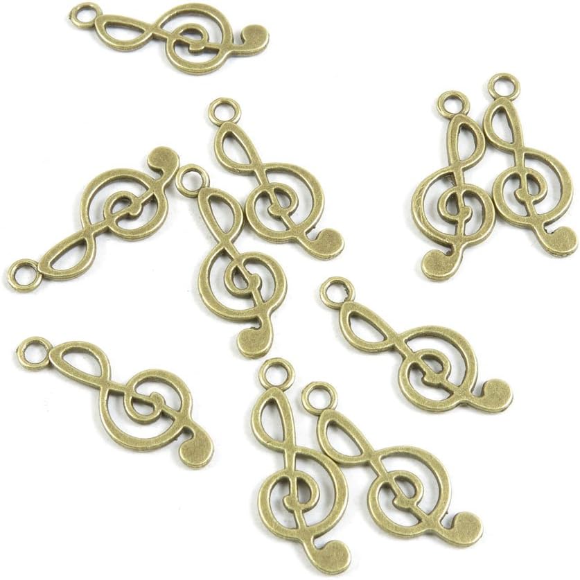 70 PCS Jewelry Making Charms Ancient Antique Bronze Fashion Jewelry Making Crafting Charms Findings Bulk for Bracelet Necklace Pendant A02777 Music Musical Note