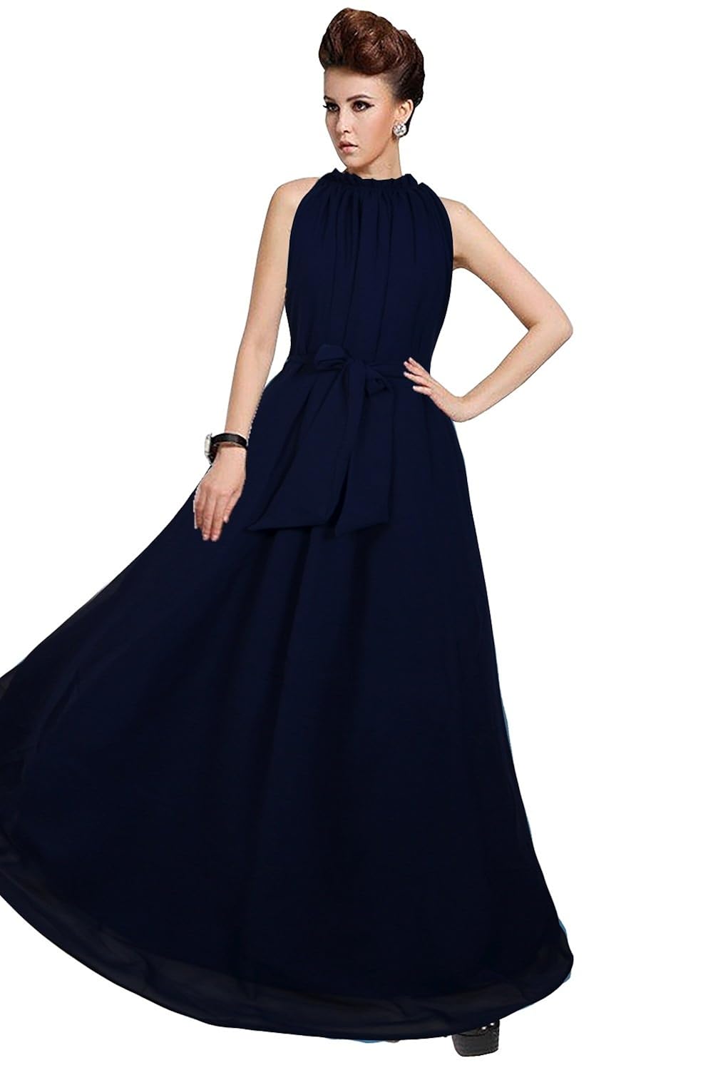 sj trendz women's blue georgette printed latest 2018 party wear gown dress