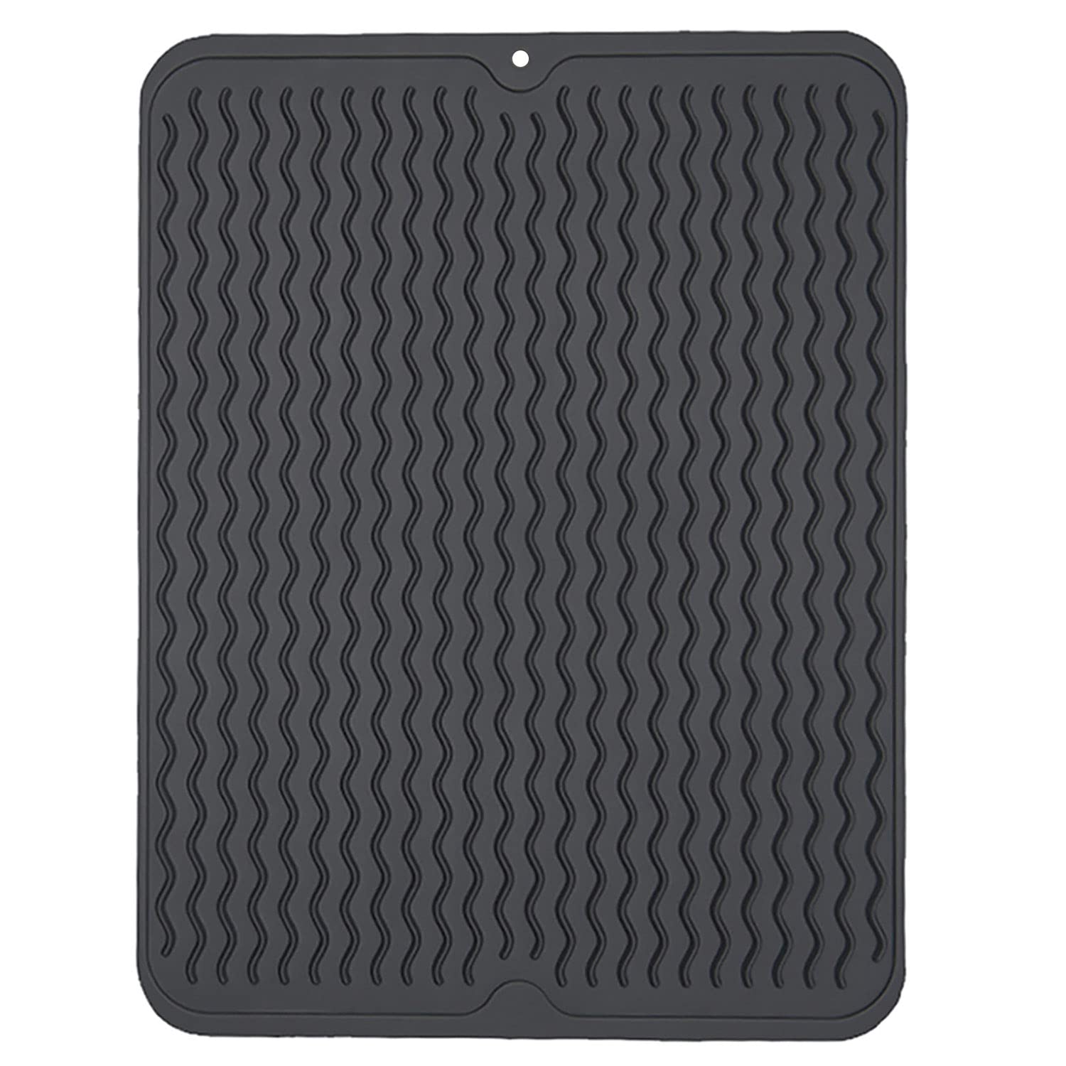 Thinkingwings Silicone Dish Drying Mats,Draining Mat For Kitchen counter, Heat Resistant Mat,Easy Clean Draining Board Mat,Non-Slip Dish Drainer Mat for Kitchen Counter (16"×12", Black)