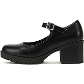 Soda “Boxer” ~ Women Mary Jane Round Toe Chunky Block Heel Lug Sole Pump with Adjustable Strap