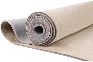 Kefly Beige Suede Headliner Fabric 54" L × 60" W with Foam Backing, Auto Suede Roof Top Fabric, Automotive Interior Roof Repl