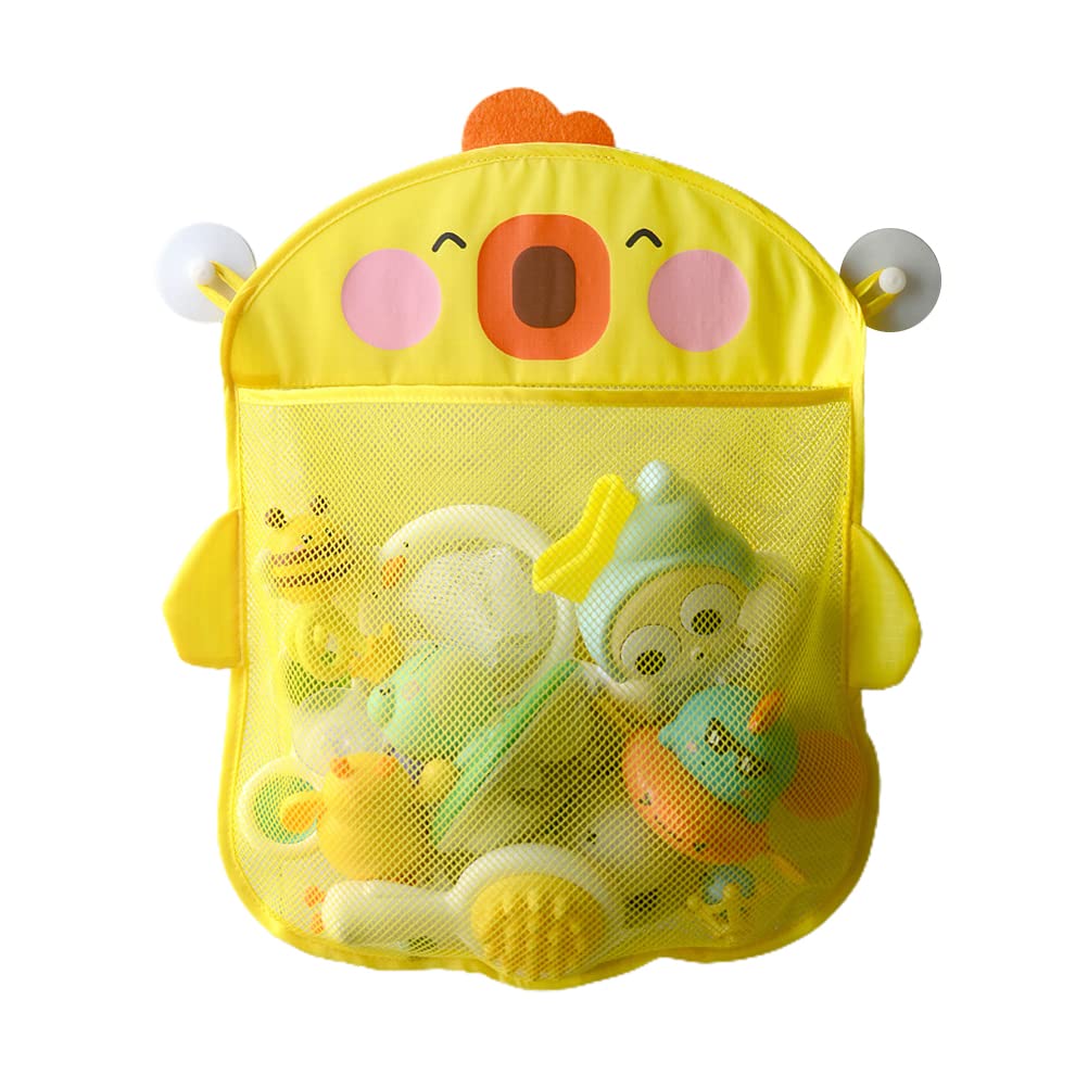 Bath Toy Mesh Bags Cute Duck Bath Toy Organiser with 2 Extra Strong Handle Closure Suction Cup Hooks Bath Toy Storage Bath Toy Net