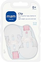 MAM Clip 2 Pack Soother Clips Fit All MAM Soothers Pink Strap view 2