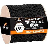 Black Unglazed Tie Line Rope 1/8 Inch x 600 Ft &ndash; Heavy Duty Cotton Trickline Spool for Theater, Stage Rigging, Cable Management, Wire Tie, Decor &amp; Utility