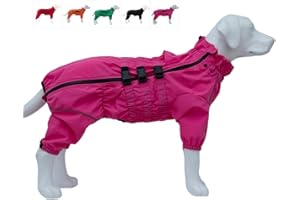 LOVELONGLONG Dogs Waterproof Jacket, Lightweight Waterproof Jacket Reflective Safety Dog Raincoat Windproof Snow-Proof Dog Vest for Small Medium Large Dogs Rosered L