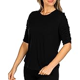 DKNY Womens Essential Ruched Ballet Sleeve Jeans Knit