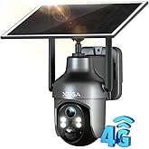 Xega 4G LTE Cellular Security Camera with Built-in Sim Card, Solar Powered Wireless Outdoor Security Camera, 2K Super HD PTZ 360° View PIR Motion Detection, Color Night Vision, 2 Way Talk, IP66
