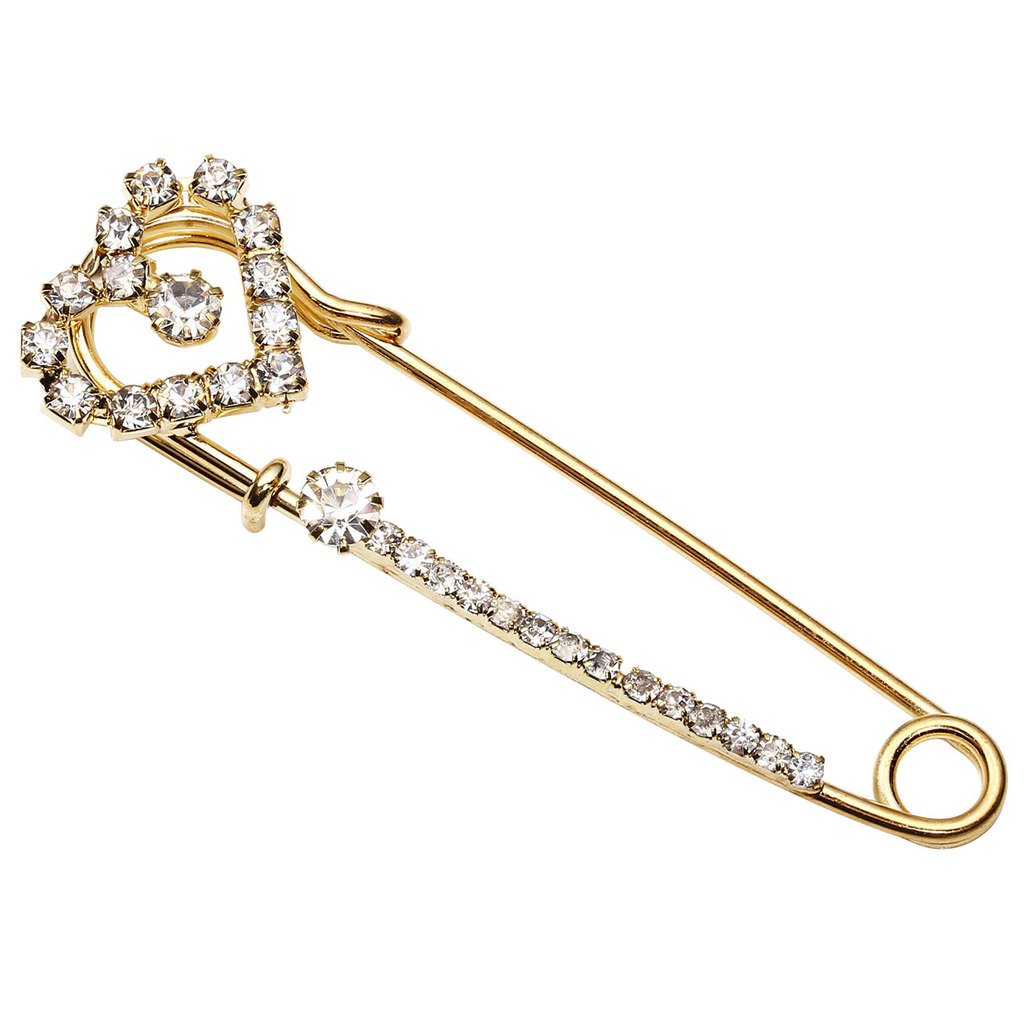 Top Plaza Women Fashion Rhinestone Crystal Accented Golden Safety Pin Jewelry Brooch Breastpin - Catch Scarf ,Lapel or Collar(#20)