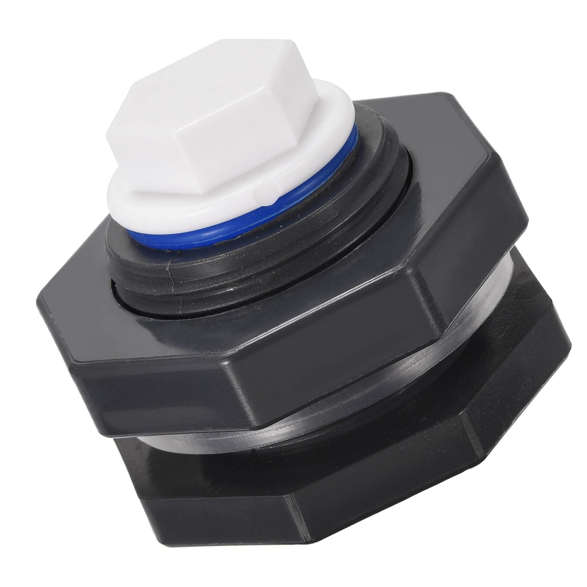 MACHSWON PVC Bulkhead Tank Adapter with White Plug Fitting G3/4 Thread for Rain Barrels Water Tank Aquariums Ponds 1 Set
