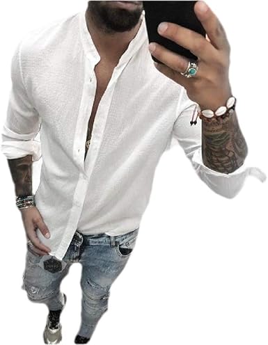 camisa social masculina linho