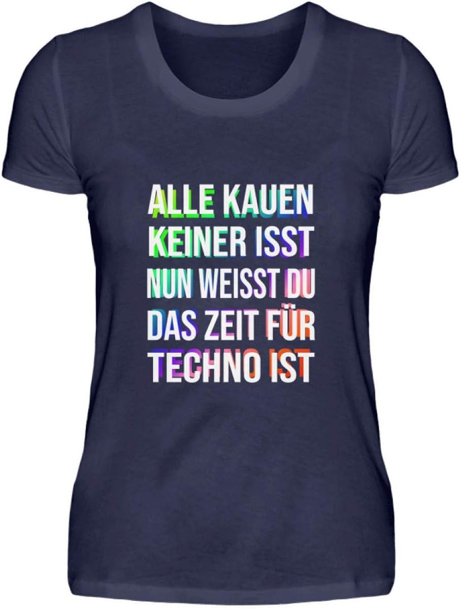 Alle kauen keiner isst Techno Party Damen Premiumshirt Amazon.de